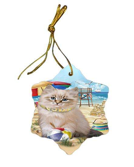Pet Friendly Beach Siberian Cat Star Porcelain Ornament SPOR54178