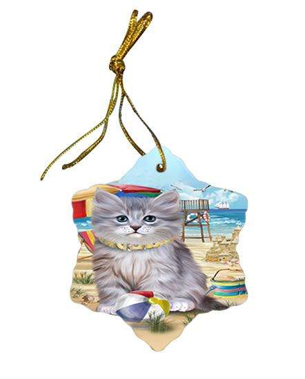 Pet Friendly Beach Siberian Cat Star Porcelain Ornament SPOR54179