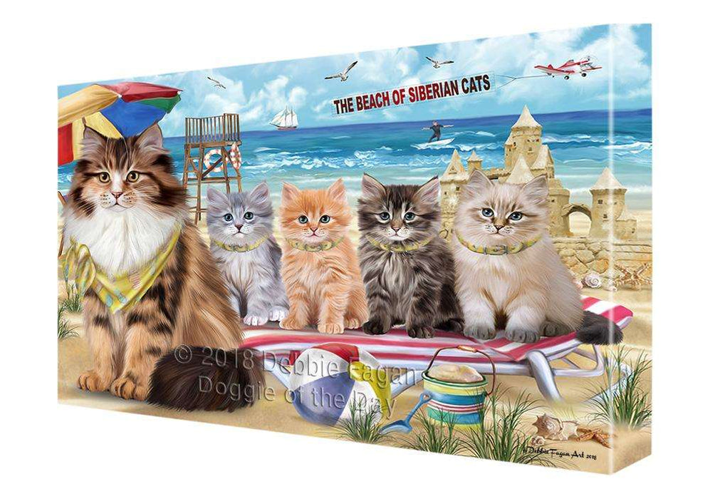 Pet Friendly Beach Siberian Cats Canvas Print Wall Art Décor CVS105515