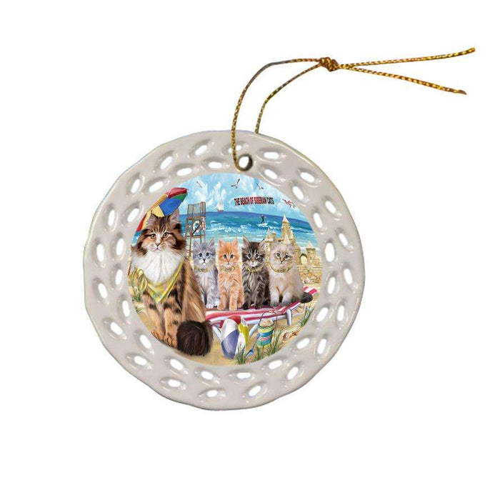 Pet Friendly Beach Siberian Cats Ceramic Doily Ornament DPOR54185