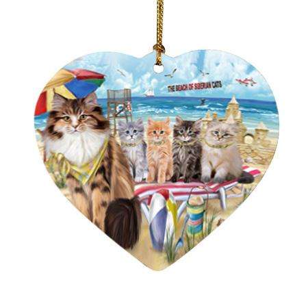 Pet Friendly Beach Siberian Cats Heart Christmas Ornament HPOR54185