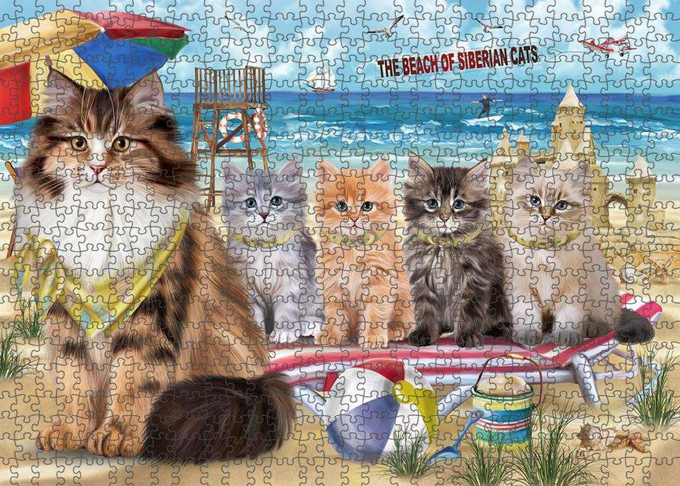 Pet Friendly Beach Siberian Cats Puzzle with Photo Tin PUZL83896