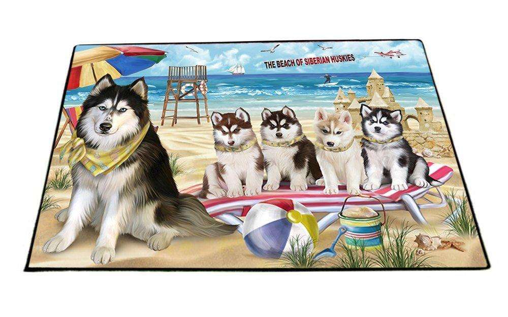Pet Friendly Beach Siberian Huskies Dog Floormat FLMS49290