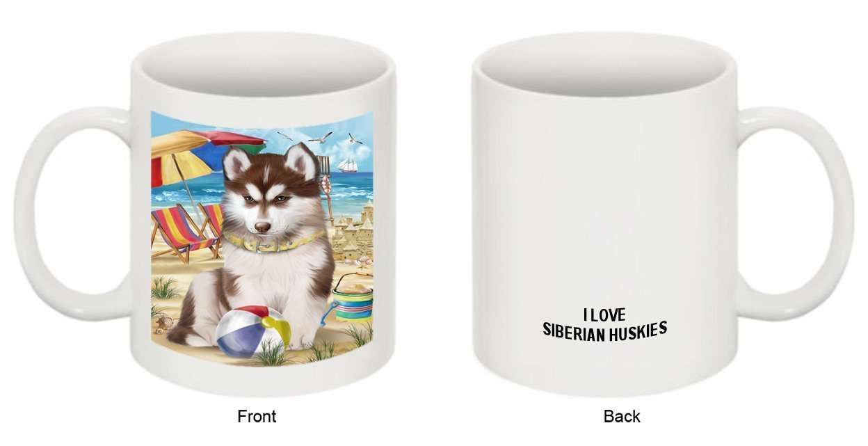Pet Friendly Beach Siberian Huskies Dog Mug MUG48511