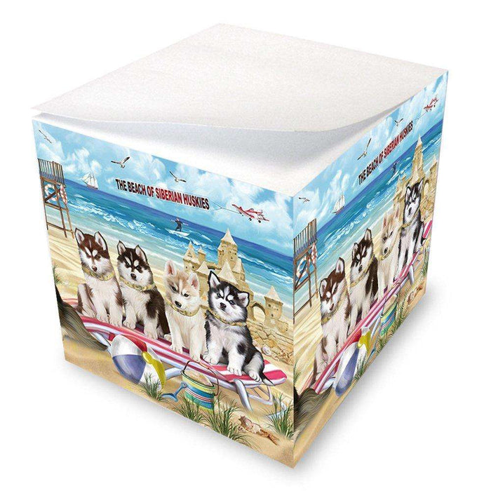 Pet Friendly Beach Siberian Huskies Dog Note Cube NOC48699