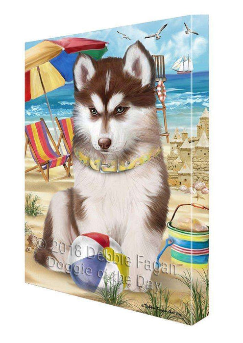 Pet Friendly Beach Siberian Husky Dog Canvas Wall Art CVS53346