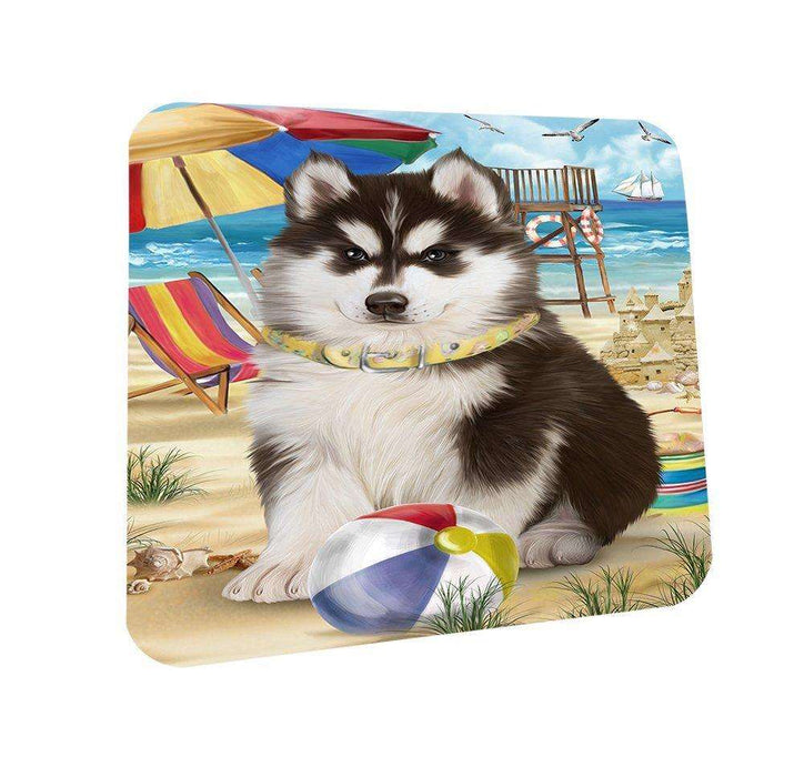 Pet Friendly Beach Siberian Husky Dog Coasters Set of 4 CST48654