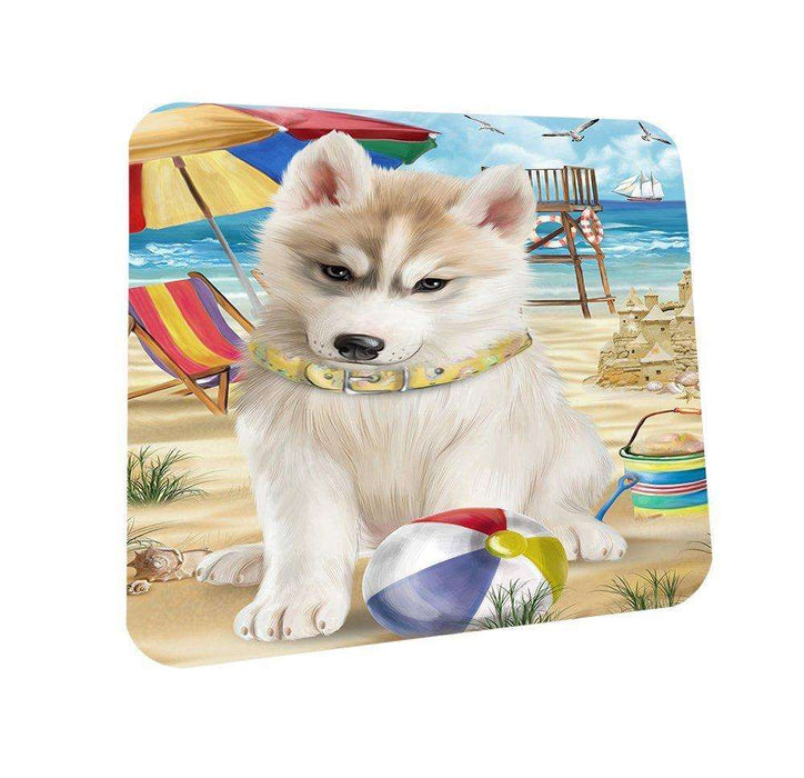 Pet Friendly Beach Siberian Husky Dog Coasters Set of 4 CST48655