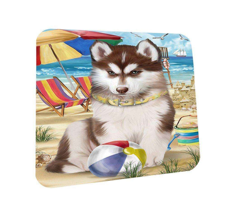 Pet Friendly Beach Siberian Husky Dog Coasters Set of 4 CST48656