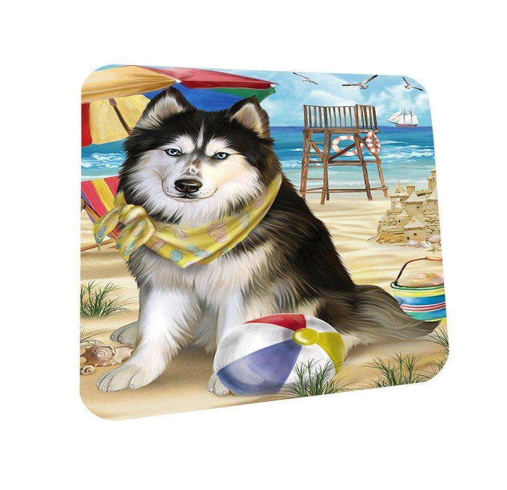 Pet Friendly Beach Siberian Husky Dog Coasters Set of 4 CST48657