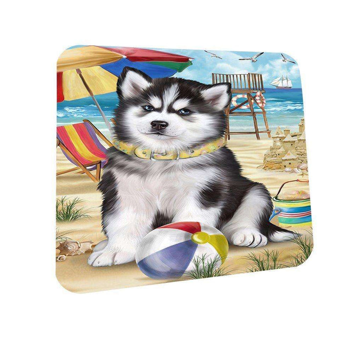 Pet Friendly Beach Siberian Husky Dog Coasters Set of 4 CST48659