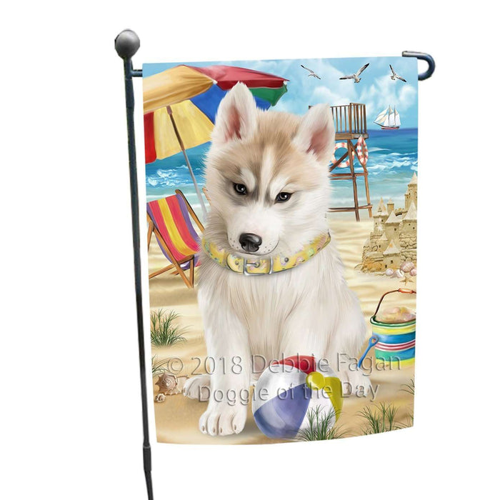 Pet Friendly Beach Siberian Husky Dog Garden Flag GFLG48605