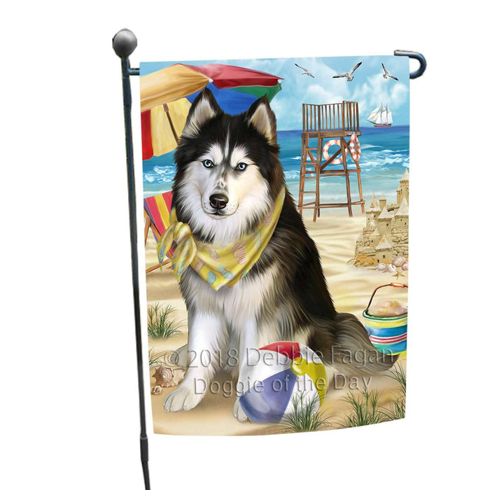 Pet Friendly Beach Siberian Husky Dog Garden Flag GFLG48607