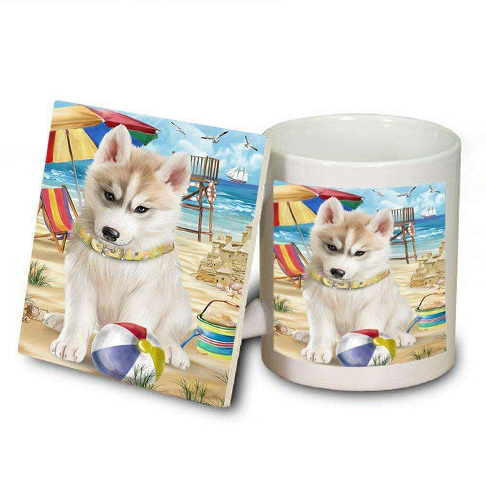 Pet Friendly Beach Siberian Husky Dog Mug and Coaster Set MUC48688