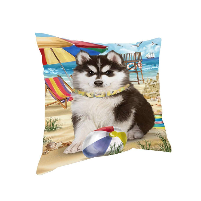 Pet Friendly Beach Siberian Husky Dog Pillow PIL50636