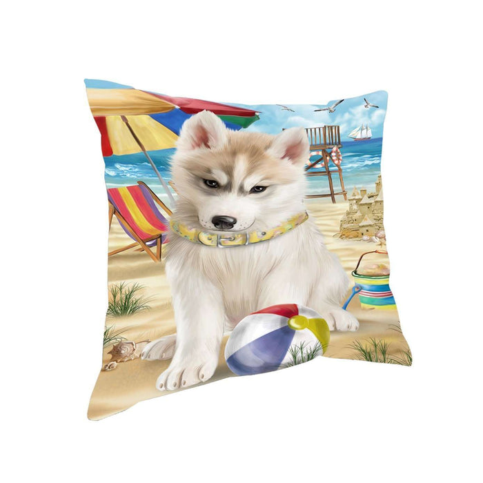 Pet Friendly Beach Siberian Husky Dog Pillow PIL50640