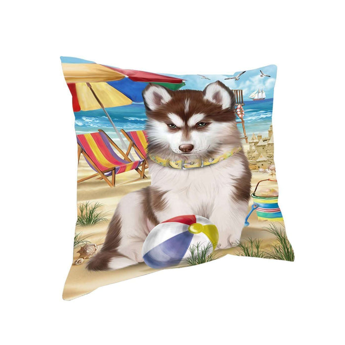 Pet Friendly Beach Siberian Husky Dog Pillow PIL50644