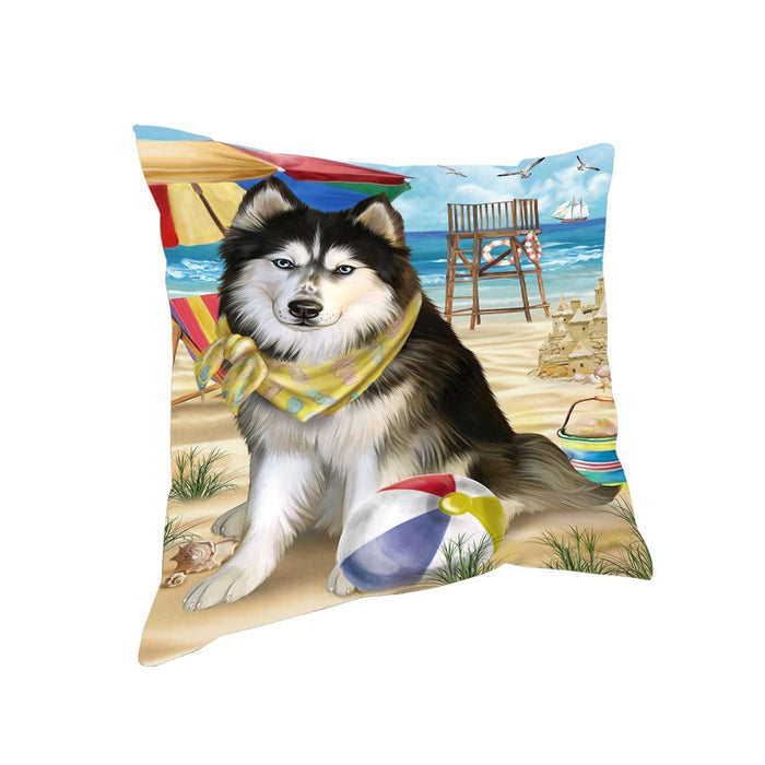 Pet Friendly Beach Siberian Husky Dog Pillow PIL50648