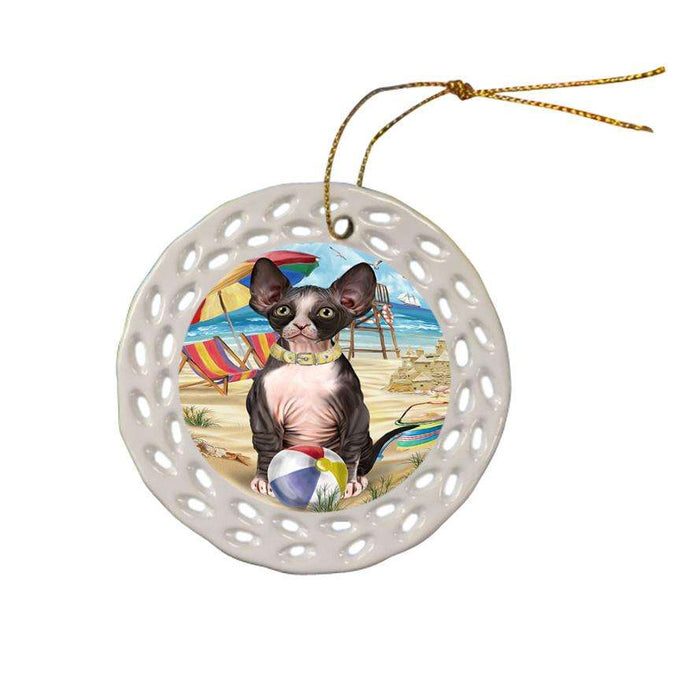 Pet Friendly Beach Sphynx Cat Ceramic Doily Ornament DPOR51607