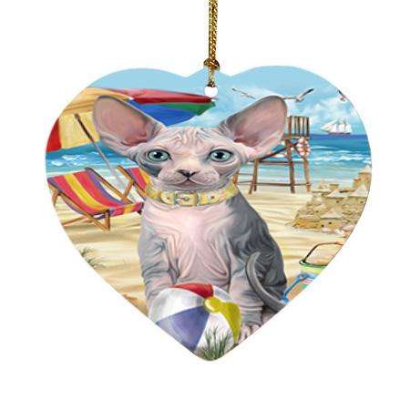 Pet Friendly Beach Sphynx Cat Heart Christmas Ornament HPOR51605