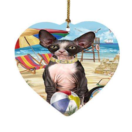 Pet Friendly Beach Sphynx Cat Heart Christmas Ornament HPOR51607