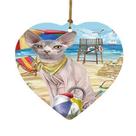 Pet Friendly Beach Sphynx Cat Heart Christmas Ornament HPOR51609