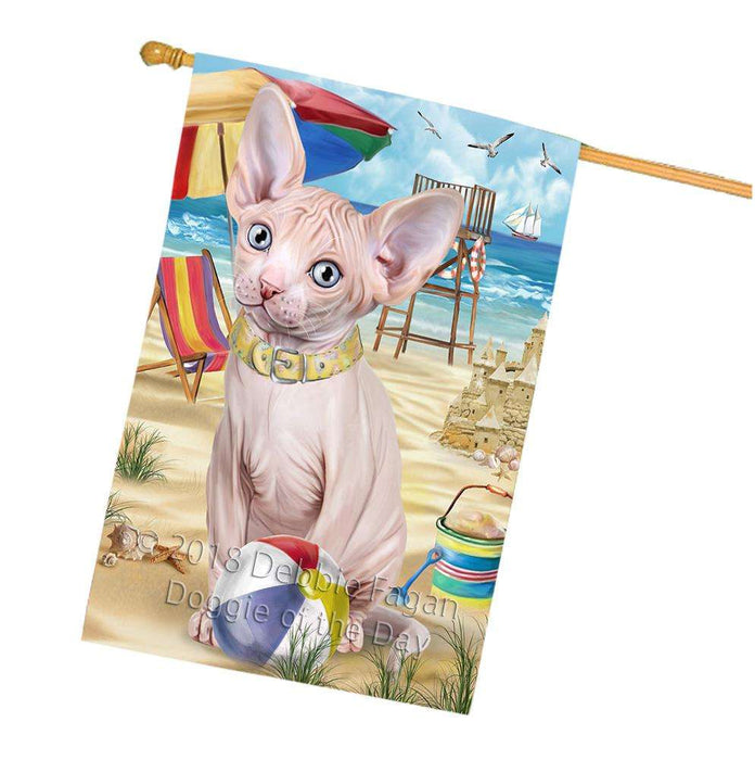 Pet Friendly Beach Sphynx Cat House Flag FLG51739