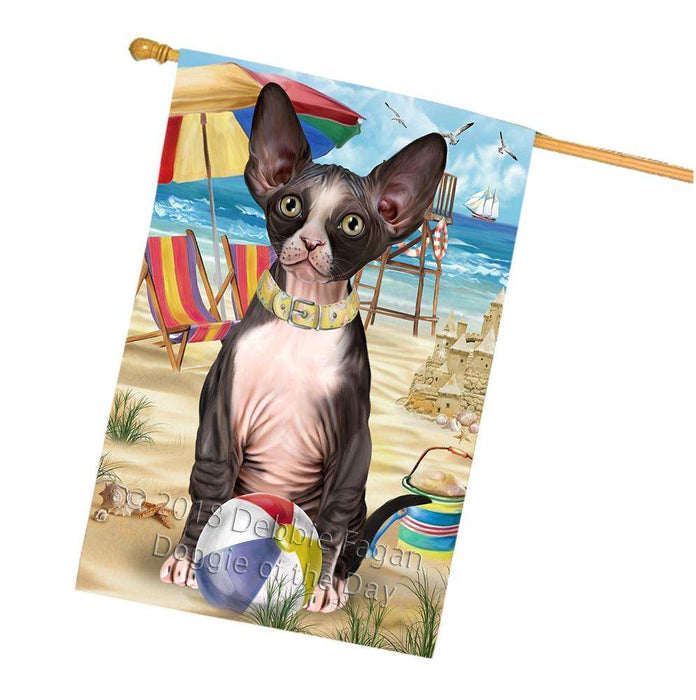 Pet Friendly Beach Sphynx Cat House Flag FLG51740