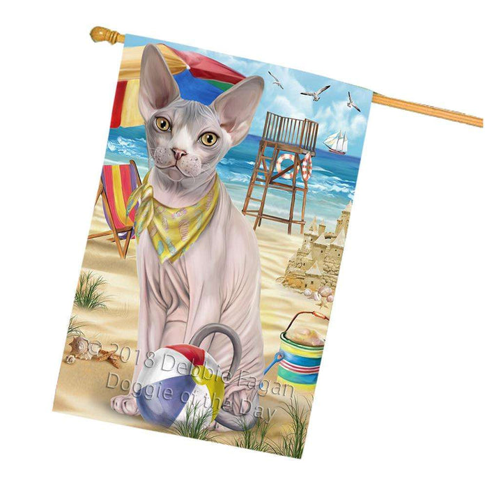 Pet Friendly Beach Sphynx Cat House Flag FLG51742