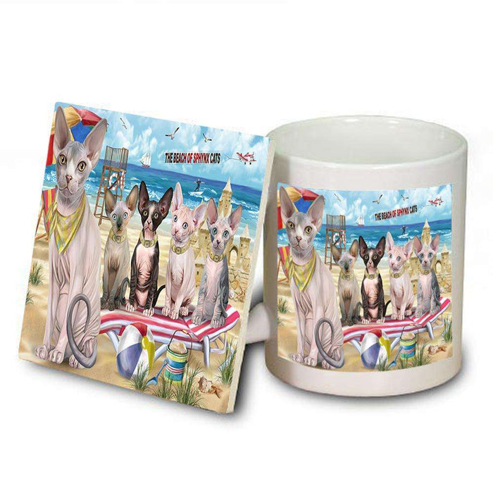 Pet Friendly Beach Sphynx Cat Mug and Coaster Set MUC51596