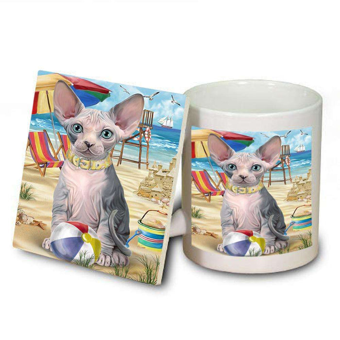 Pet Friendly Beach Sphynx Cat Mug and Coaster Set MUC51597