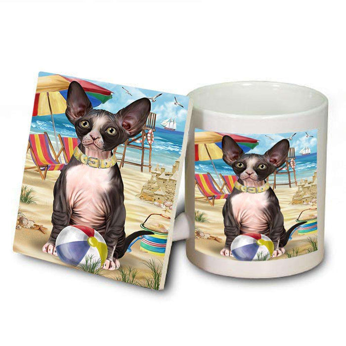 Pet Friendly Beach Sphynx Cat Mug and Coaster Set MUC51599