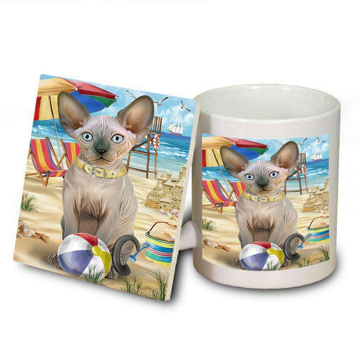 Pet Friendly Beach Sphynx Cat Mug and Coaster Set MUC51600