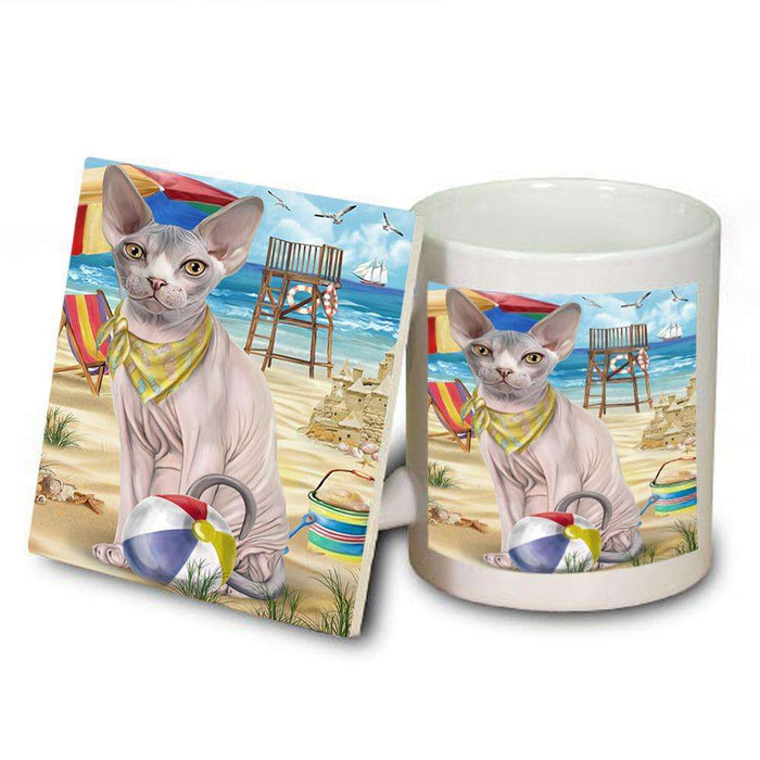 Pet Friendly Beach Sphynx Cat Mug and Coaster Set MUC51601