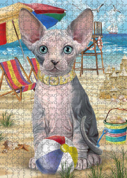 Pet Friendly Beach Sphynx Cat Puzzle with Photo Tin PUZL58902