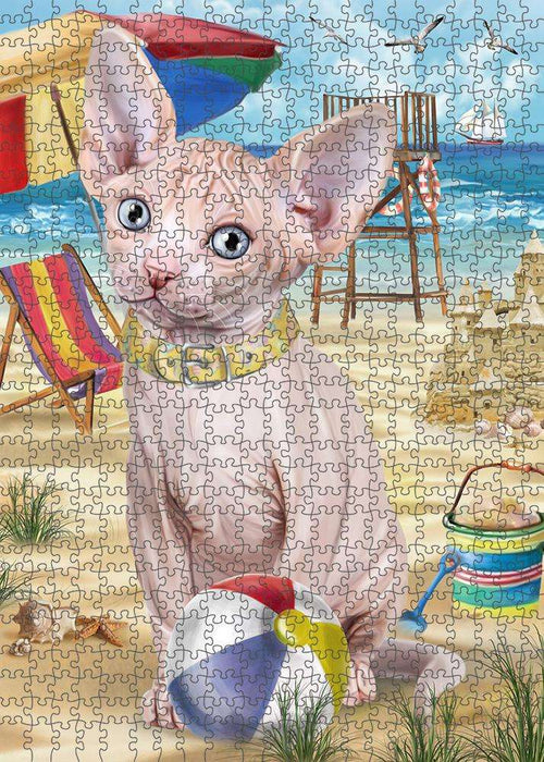 Pet Friendly Beach Sphynx Cat Puzzle with Photo Tin PUZL58905