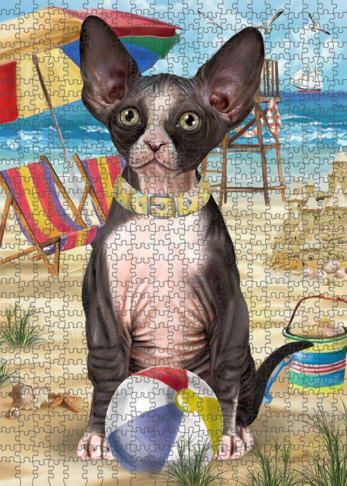 Pet Friendly Beach Sphynx Cat Puzzle with Photo Tin PUZL58908
