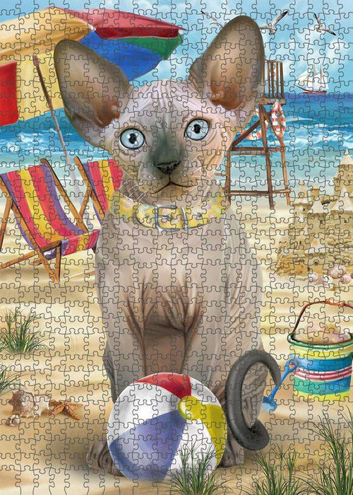 Pet Friendly Beach Sphynx Cat Puzzle with Photo Tin PUZL58911