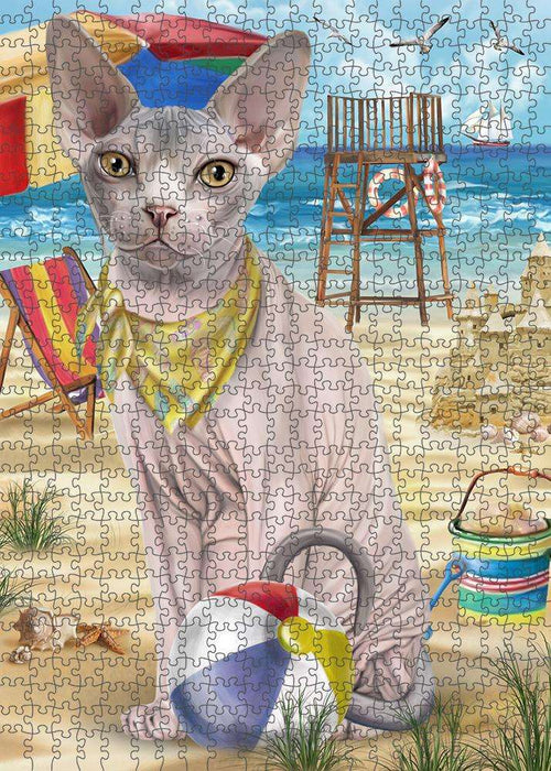 Pet Friendly Beach Sphynx Cat Puzzle with Photo Tin PUZL58914