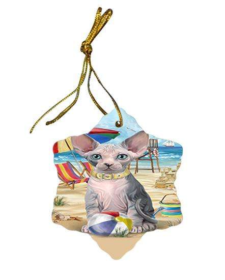 Pet Friendly Beach Sphynx Cat Star Porcelain Ornament SPOR51596