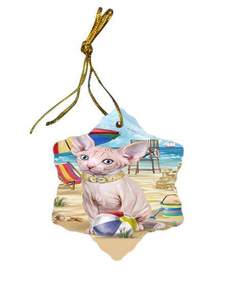 Pet Friendly Beach Sphynx Cat Star Porcelain Ornament SPOR51597
