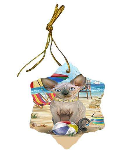 Pet Friendly Beach Sphynx Cat Star Porcelain Ornament SPOR51599