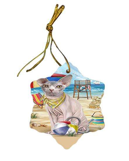 Pet Friendly Beach Sphynx Cat Star Porcelain Ornament SPOR51600