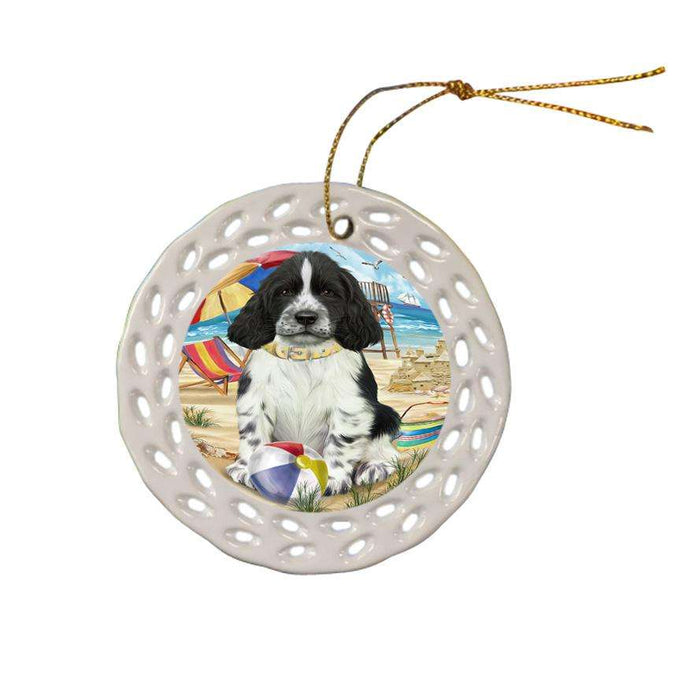 Pet Friendly Beach Springer Spaniel Dog Ceramic Doily Ornament DPOR54196