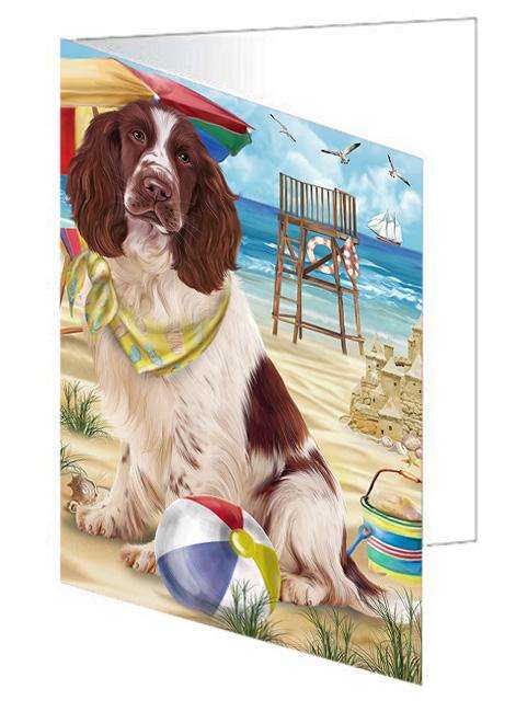 Pet Friendly Beach Springer Spaniel Dog Handmade Artwork Assorted Pets Greeting Cards and Note Cards with Envelopes for All Occasions and Holiday Seasons GCD66605