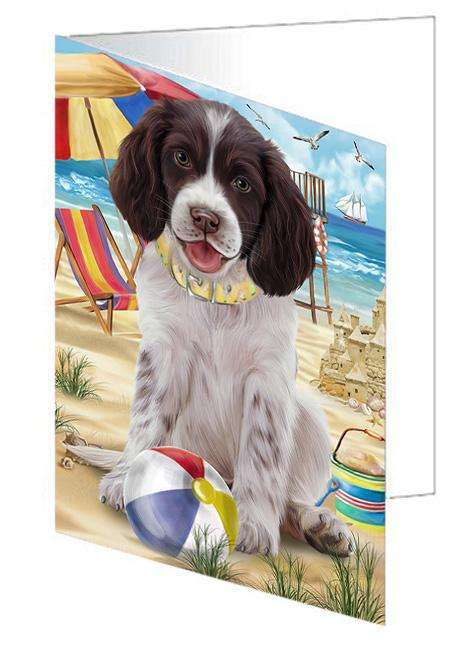 Pet Friendly Beach Springer Spaniel Dog Handmade Artwork Assorted Pets Greeting Cards and Note Cards with Envelopes for All Occasions and Holiday Seasons GCD66608