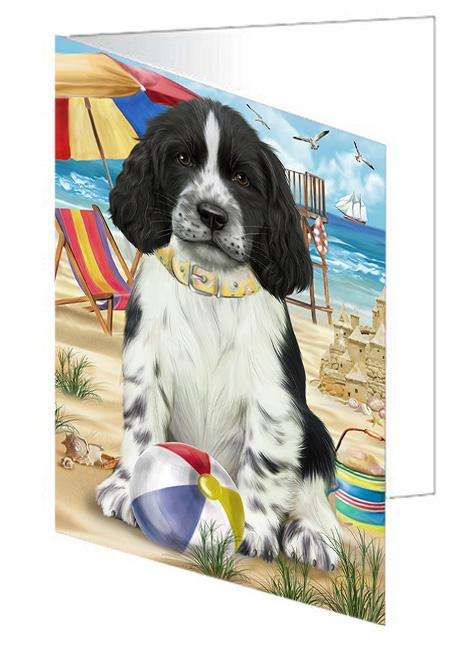 Pet Friendly Beach Springer Spaniel Dog Handmade Artwork Assorted Pets Greeting Cards and Note Cards with Envelopes for All Occasions and Holiday Seasons GCD66617