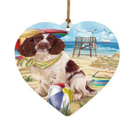 Pet Friendly Beach Springer Spaniel Dog Heart Christmas Ornament HPOR54192
