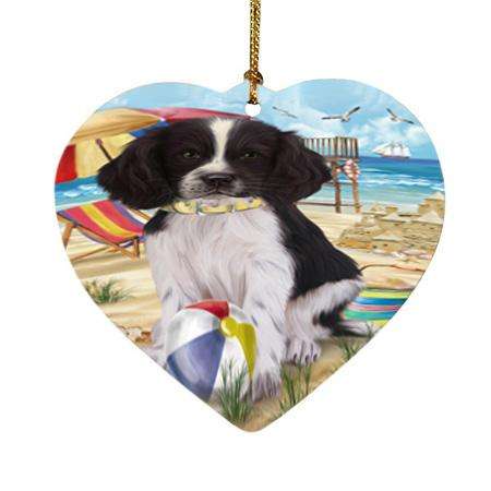 Pet Friendly Beach Springer Spaniel Dog Heart Christmas Ornament HPOR54194