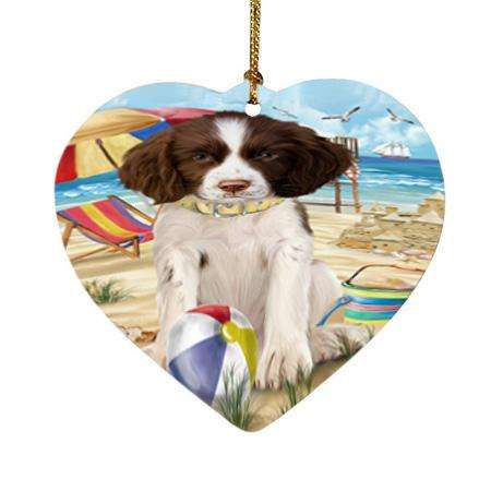 Pet Friendly Beach Springer Spaniel Dog Heart Christmas Ornament HPOR54195